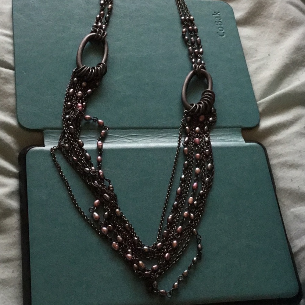 ❤️Hematite with tiny pearls,Lia Sophia necklace - Picture 3 of 9
